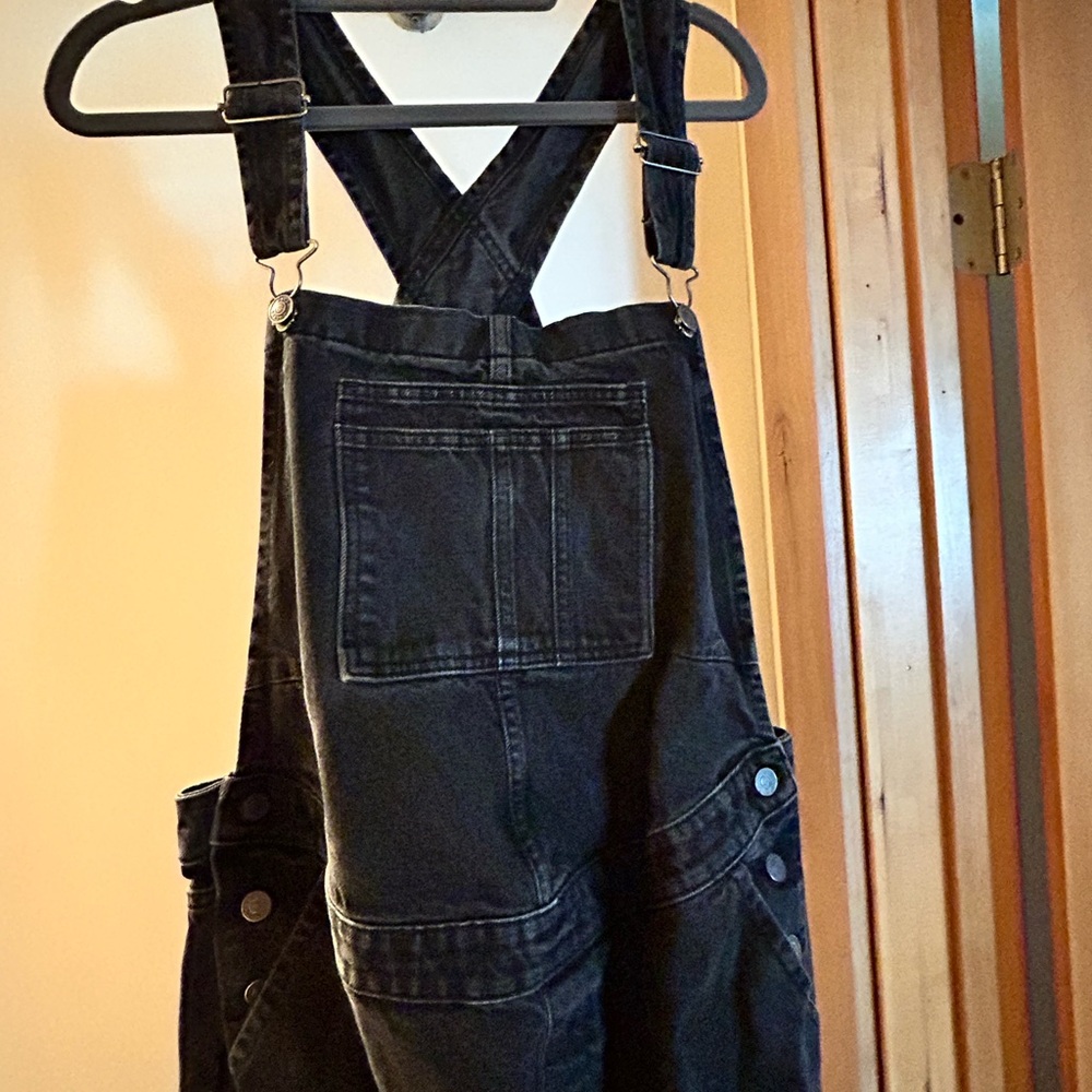 Black Denim Overalls - Maternity